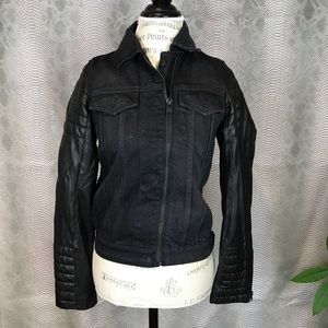 All saints leather denim vest jacket